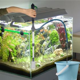 2-in-1 Aquarium Gravel Cleaner & Siphon Pump, Battery Powered Dirt/Fish Waste Remover, Adjustable Tubes for Small/Medium/Large Fish Tanks