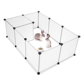 12 Pieces Pet Playpen, Portable Large Plastic Yard Fence Small Animals, Puppy Kennel Crate Fence Tent RT