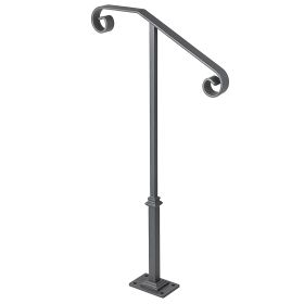 Handrails for Outdoor Steps, Fit 1 or 2 Steps Outdoor Stair Railing, Single Post Wrought Iron Handrail