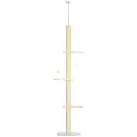 4-Tier Floor to Ceiling Cat Tree Height Adjustable 87 -103 Inch (Option: Yellow-410x160x535 mm)