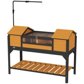 Tortoise Enclosure Tortoise House with Adjustable Lamp Holder Storage Shelf, Dual Main Houses, Openable Lid, Yellow (Option: Yellow-1290x570x190 mm)