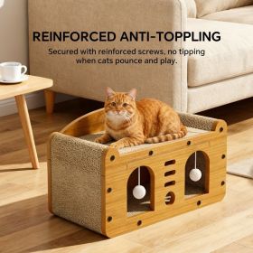 Double Door Design Cat Scratcher Sofa, 56cm Large Size, With 2 Teaser Balls, For Large & Multi-Cat Households (Option: Yellow)
